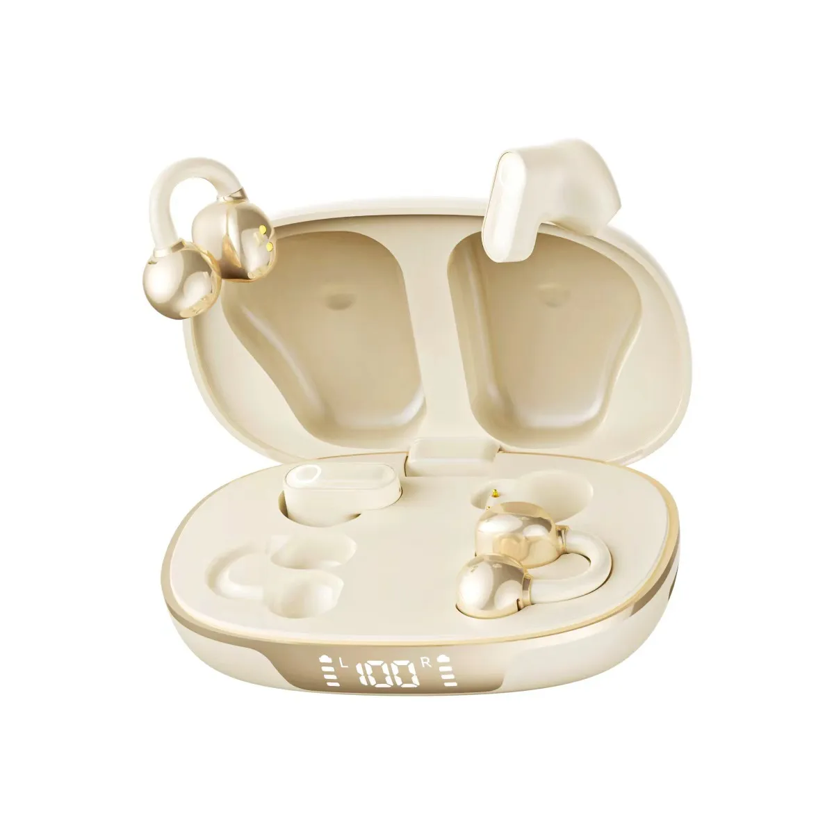 2-in-1 Hybrid Wireless Earbuds – In-Ear & Open Ear Clip-On Headphones with 50H Battery, ANC, Bluetooth 5.4, for Sports, Sleep & Commute